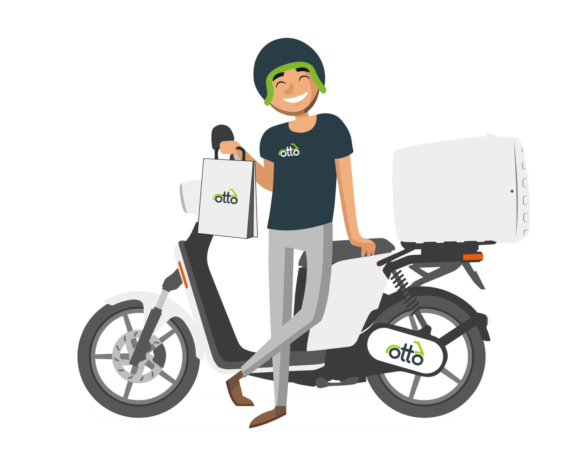 Otto rider on an Askoll electric moped — illustration