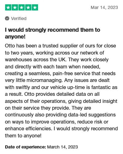 Trustpilot review — Ocado (Zoom) — Fleet Manager
