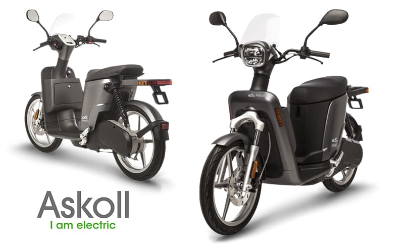 Askoll eS3 on sale lateral views perfect for those looking to rent or buy a scooter to ride around London or join Uber Eats delivery fleet.