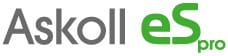 Logo of Askoll eS pro with "Askoll" in gray and "eS pro" in green, representing its premium electric scooters rental available in the UK.