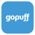 The Gopuff logo features the brand name in crisp, white lowercase letters set against a vibrant blue background, reminiscent of the sleek design seen in electric scooter rentals across the UK.