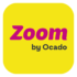 Bright yellow square with "Zoom by Ocado" in bold pink and black text, capturing the vibrant energy of electric scooter rentals in the UK.